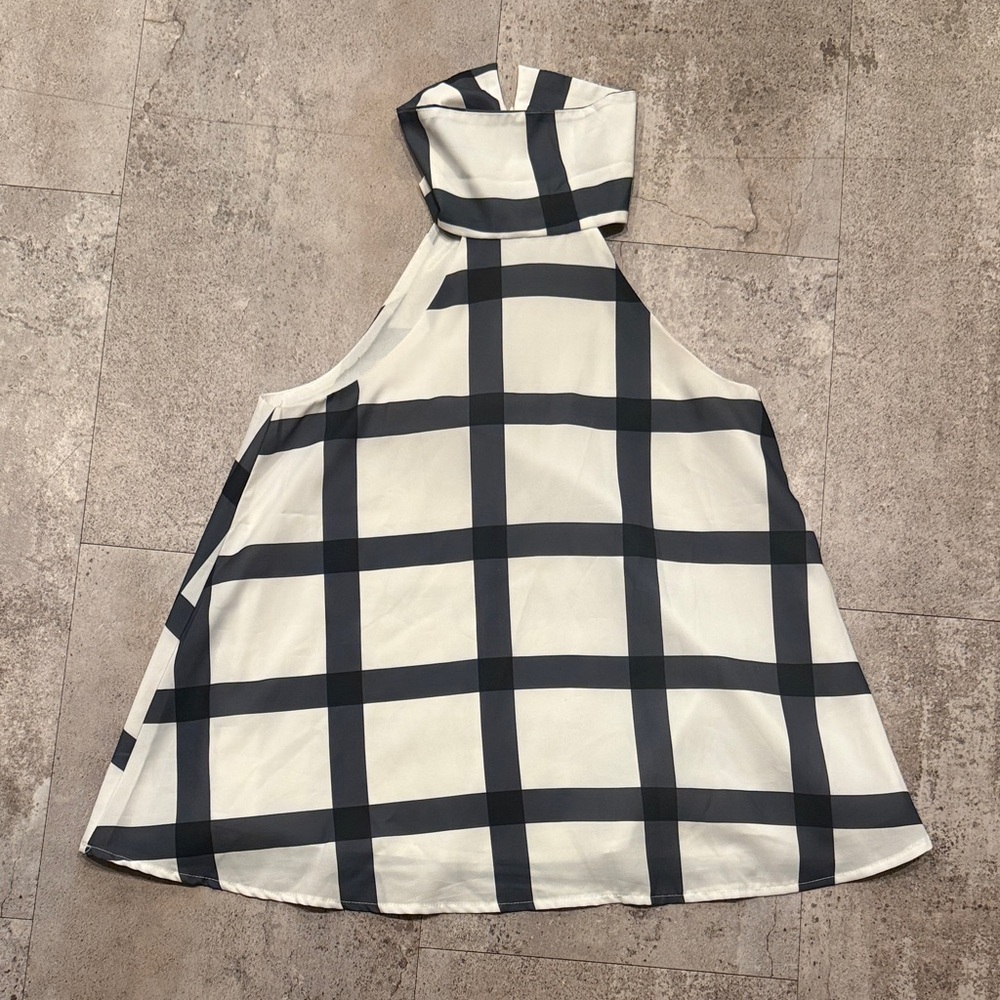 Lulu's Navy and White Checkered Tank Top